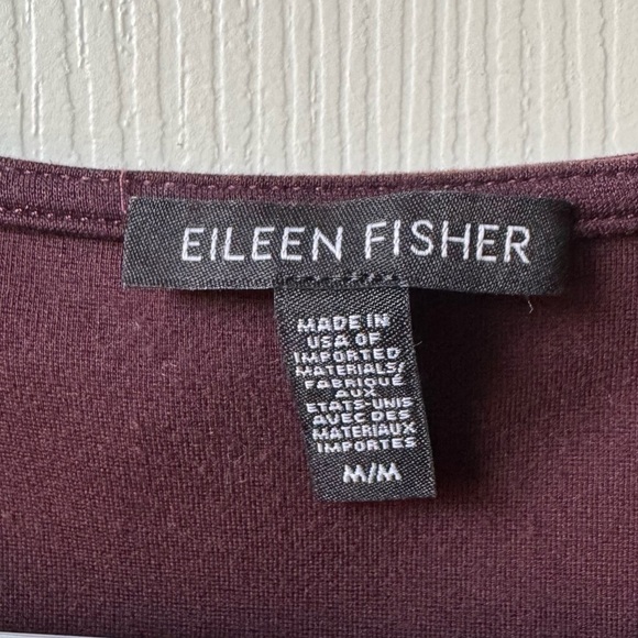 Eileen Fisher Cassis Tencel Tunic Top 3/4 Sleeves Dark Brown Medium FLAW READ - Picture 13 of 13